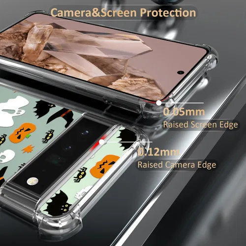 Vista 2 de Funda transparente de Halloween para Google 6a, con patrón de fantasma, funda protectora de TPU suave, delgada, a prueba de golpes, para niños
