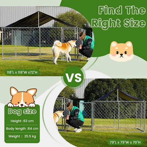 Vista 5 de Caseta para Perros al Aire Libre, Jaula Resistente para Perros, Casa para Mascotas con Malla, Jaula Grande para Perros, Valla de Acero con Cerradura