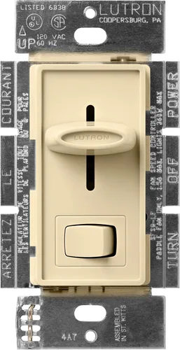 Vista 4 de Lutron SFSQ-LF-AL Skylark Ventilador de 3 velocidades y control de luz, almendra