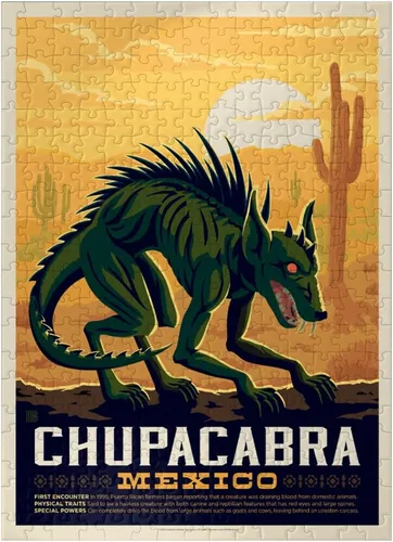 Vista 7 de MyPuzzle Mythical Creatures: Chupacabra, póster vintage, rompecabezas de 100 piezas para adultos