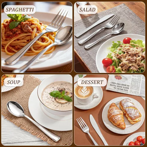 Vista 7 de WDF 180 cubiertos de plástico plateado – cubiertos de plástico plateado – cubiertos de plástico elegante resistente – 60 tenedores, 60 cuchillos, 60