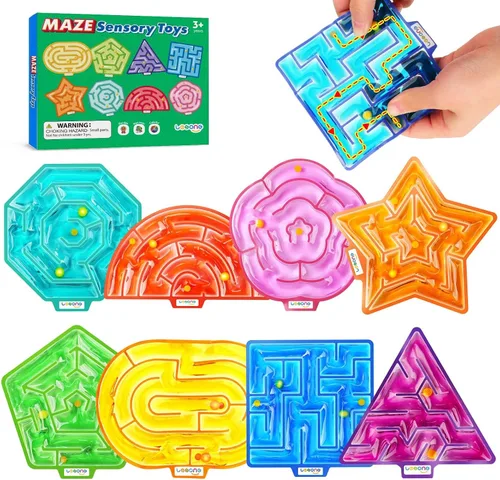 Vista 11 de Juguetes Esponjosos Sensoriales para Inquietos para Niños: Pack de 4 Juguetes Sensoriales Laberinto para Autismo - Juguetes para Inquietos con Goma