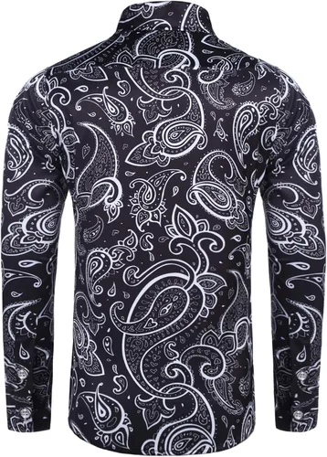 Vista 3 de Daupanzees Camisa casual de manga larga de algodón Paisley para hombre