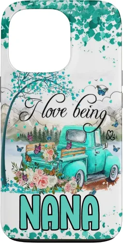 Vista 10 de I Love Being Nana Flower Butterflies Truck PC Case for iPhone 17