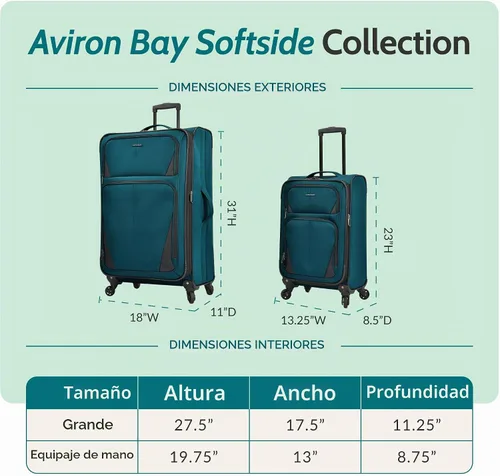 Vista 3 de U.S. Traveler - Equipaje extensible con costado blando Aviron Bay, Negro, Juego de 2 piezas