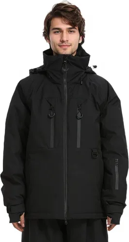 Vista 8 de Chaqueta de esquí impermeable para hombre, abrigos de nieve, snowboard de montaña, rompevientos, parka con capucha Marrón