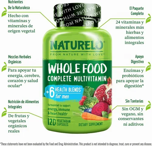 Vista 5 de Naturelo Multivitamina alimentaria completa para hombres, 1