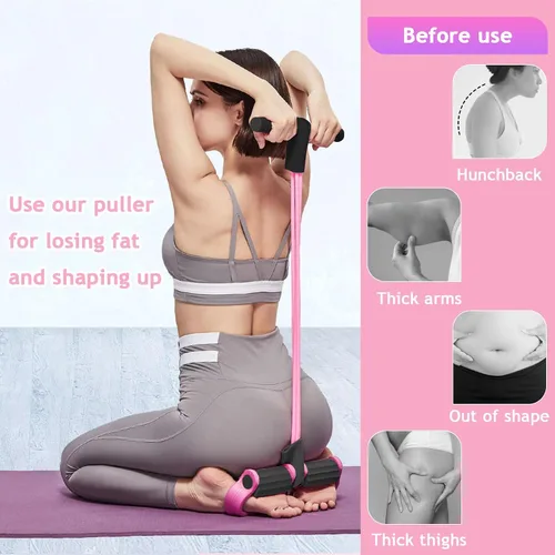 Vista 6 de Cuerda de tensión de 6 tubos, banda de resistencia elástica multifunción para pedal de yoga, cuerda de tensión de látex natural, equipo de fitness