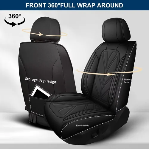 Vista 2 de DISUTOGO Fundas de asiento delantero de automóvil para Ford EcoSport 2018-2025, funda de asiento de cuero impermeable, cómodo protector de cojín
