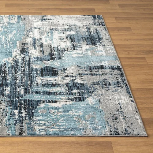 Vista 7 de LUXE WEAVERS - Alfombra abstracta envejecida, color azul, 4 x 5 Alfombra de pelo mediano, resistente a las manchas