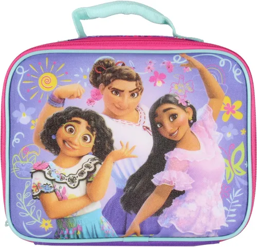 Vista 2 de Disney Encanto Lonchera Mirabel Isabela Luisa Diamond Polvo Brillante Bolsa de almuerzo aislada 10