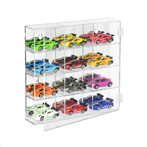 Vista 3 de Ikee Design Acrylic Mirrored Back 12 Compartment Organizer Display Case 12 compartimentos con espejo trasero