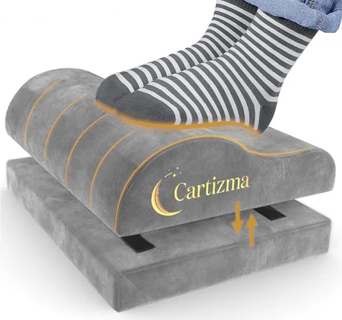 Vista 9 de Reposapiés para debajo del escritorio en el trabajo, reposapiés ergonómico para aliviar el dolor con fundas lavables, reposapiés antideslizante