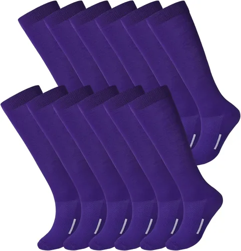Vista 14 de Haysandy 12 pares de calcetines juveniles a granel para fútbol, fútbol, sóftbol, béisbol para niñas atléticas, niños, jóvenes y adultos, deportes