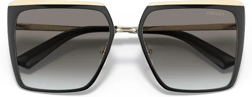 Vista 5 de Prada PR 58WS AAV0A7 - Gafas de sol cuadradas de metal dorado pálido, color gris