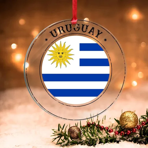 Vista 21 de Bandera de Andorra, adorno colgante de Navidad, bandera nacional, decoraciones de Navidad, adornos acrílicos, colgante para árbol de Navidad