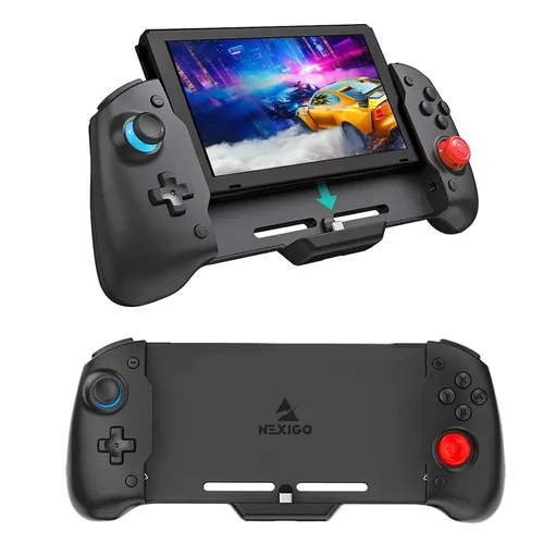 Vista 11 de NexiGo Hall Effect Gripcon with Kickstand and HDMI Out for TV Docking, Hall Sensing Joystick for Switch/Switch OLED, Handheld Mode, 4K/1080P