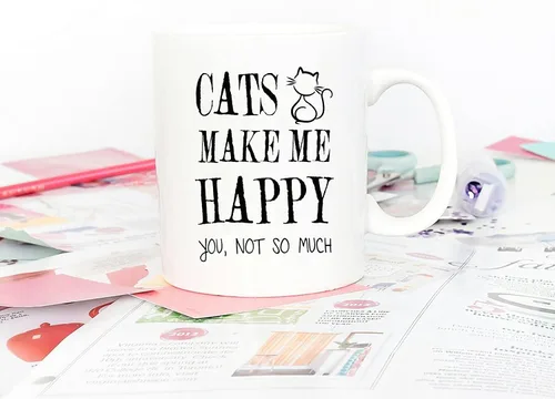 Vista 4 de 5Aup Taza de café divertida para amantes de los gatos, gatos me hacen feliz, no tantas tazas, regalos de Navidad para hombres y mujeres, 11 onzas
