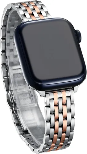 Vista 11 de Correa delgada y femenina para Apple Watch 11 10 Se 9 8 7 6 5 4 3, Correa metálica elegante para mujeres para Apple Watch 42mm 41mm 40mm 44mm 45mm