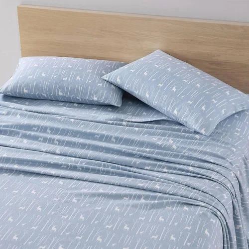 Vista 11 de Eddie Bauer - Sábanas individuales, juego de ropa de cama de franela de algodón, cepillada para mayor suavidad, decoración acogedora para el hogar