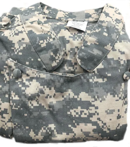 Vista 4 de Abrigo de chef de camuflaje digital ACU de manga corta de algodón suave de fácil cuidado