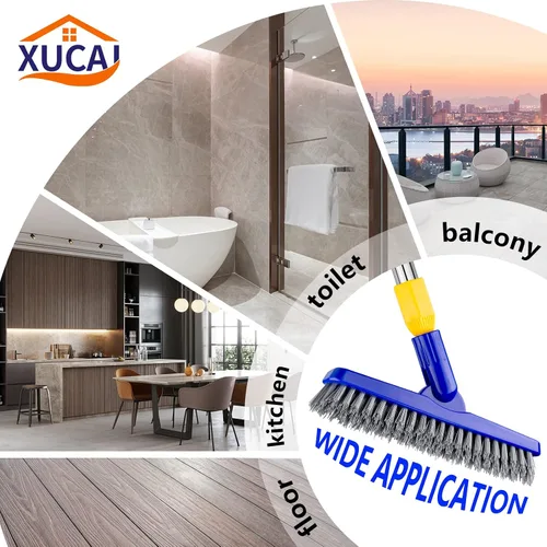 Vista 6 de Household Cleaning Supplies - Cepillo de mango largo para limpieza de línea de lechada de piso a pared, sin rodillas, con cerdas rígidas