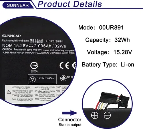 Vista 2 de 00UR891 SB10L84122 Reemplazo de batería para Lenovo ThinkPad T570 T580 P51S P52S ytpe 20H9 20HA 20JX 20JW 20L9 20LA Series batería interna 00UR890
