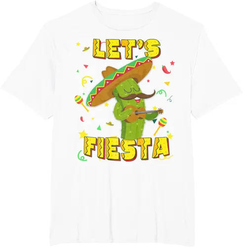 Vista 13 de Cinco De Mayo - Camiseta de regalo con sombrero de cactus Let's Fiesta, Negro, S