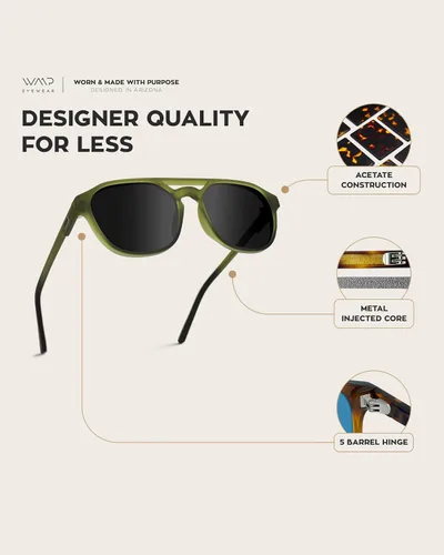 Vista 5 de WearMe Pro Gafas de sol rectangulares polarizadas de doble puente para hombre