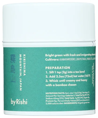 Vista 4 de Rishi Tea Everyday Matcha - Polvo de té verde matcha orgánico japonés diario para bebidas matcha de calidad de café, caliente o helado, lata de 1.05