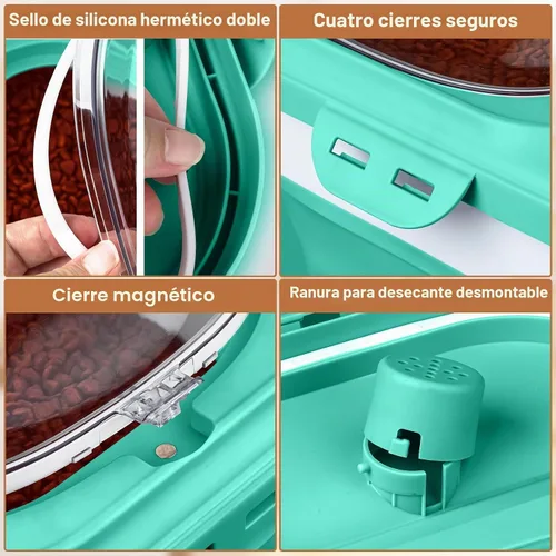 Vista 3 de TIOVERY Contenedor de Almacenamiento de Comida para Perros, Contenedores Plegables de Comida para Perros y Gatos de 10lb a 13lb con Tapa Abatible