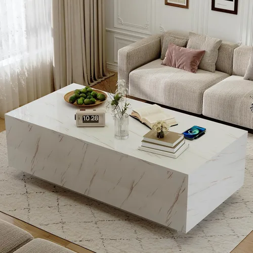 Vista 8 de Mesa de centro LED, mesas de centro elevables de 47.2 pulgadas con cajones y gran almacenamiento, mesa inteligente para sala de estar con carga