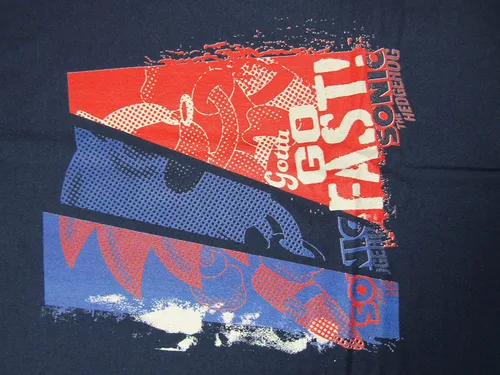 Vista 2 de Bioworld Sonic The Hedgehog Fast Mens Navy Blue Graphic Tee
