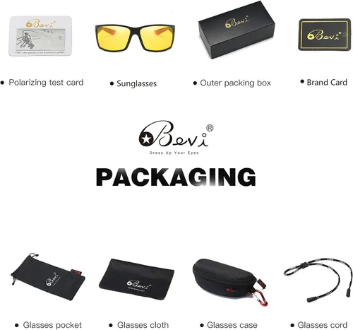Vista 7 de Bevi - Gafas de sol deportivas polarizadas con montura TR90 irrompible y protección UV 400 para hombres y mujeres, ciclismo, correr, conducir, golf