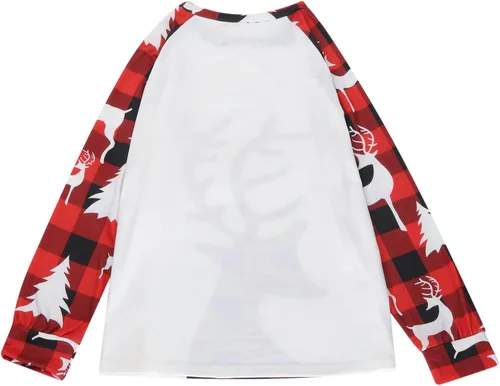 Vista 5 de APIVOE Pijamas de Navidad para la familia, conjuntos de pijamas de Navidad a juego, camisas de manga larga y pantalones, conjunto de pijamas