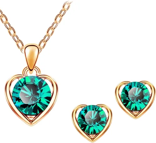 Vista 7 de Collares para mujer, joyería de moda, regalo de San Valentín, cadena de corazón con diamantes de imitación, aretes de tuerca, juego de joyería