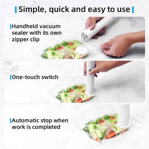 Vista 6 de Vixino Sellador al vacío, sellador al vacío para alimentos, sellador de vacío de mano