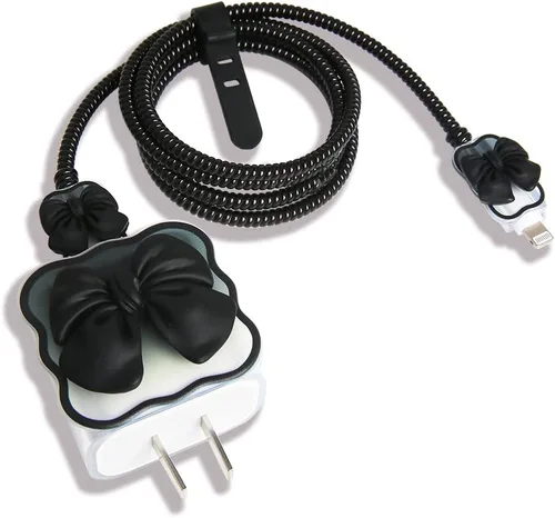 Vista 17 de Compatible con iPhone de 18 W/20 W, funda de cargador USB-C, bonito protector de cargador suave transparente con ondas de corazón 3D, bonito