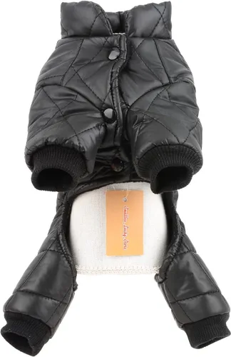 Vista 7 de SMALLLEE_LUCKY_STORE Abrigo de invierno acolchado para mascotas, traje de nieve con bolsillo y anillo en D para perros pequeños, gatos, impermeable