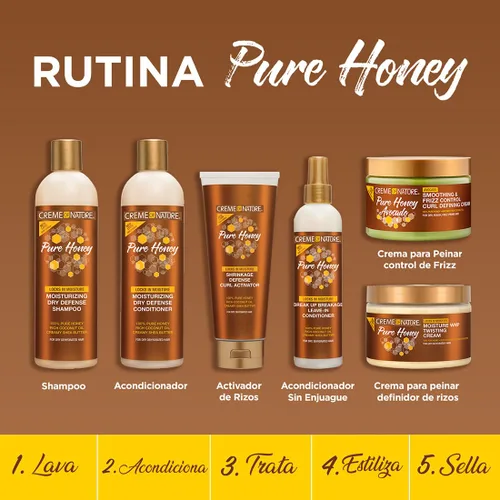 Vista 4 de Creme of Nature Pure Honey Define - Crema suavizante de alimentos para el cabello y control del encrespamiento, define y suaviza los rizos
