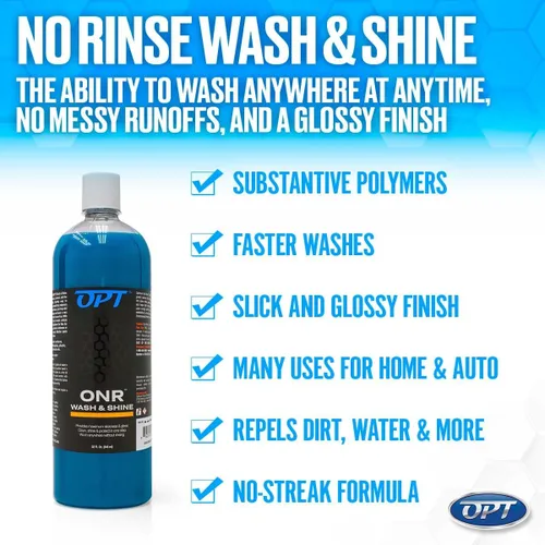Vista 4 de Optimum No Rinse Wash and Shine Versión 5 - Jabón de Lavado sin Enjuague ONR para Detalle de Auto, Uso en Pintura, Recubrimientos Cerámicos, Vidrio