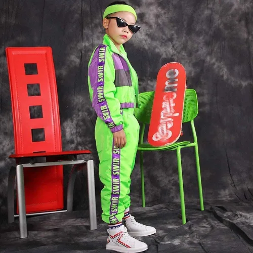 Vista 5 de Conjunto de ropa de baile para niñas disfraz moderno de equipo de jazz de hip hop conjuntos de ropa de baile para niñas