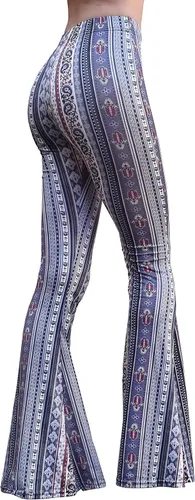 Vista 2 de Daisy Del Sol - Pantalones de yoga cómodos y elásticos de cintura alta, estilo boho de los 70 con parte inferior acampanada