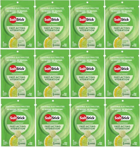Vista 11 de SaltStick Electrolyte FastChews - 120 unidades sabor manzana verde - Tabletas masticables de electrolitos para la hidratación, pastillas de sal - 10