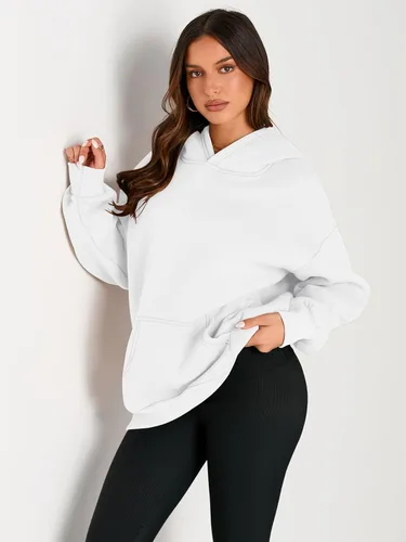 Vista 2 de EFAN - Sudadera con capucha para mujer - Sudadera de vellón sobredimensionada con mangas largas para otoño e invierno, ropa de moda inspirada
