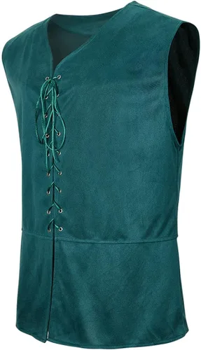 Vista 2 de frawirshau Chaleco medieval renacentista para hombre, disfraz pirata, gótico, steampunk