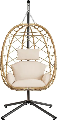 Vista 7 de SWITTE Silla colgante de huevo al aire libre con soporte, columpio