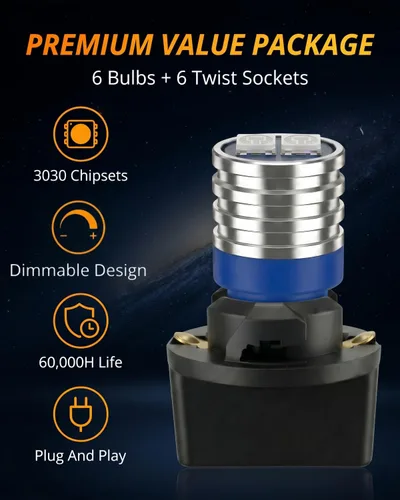 Vista 2 de WLJH Bombilla LED T10 Luces de Tablero de Coche Panel de Instrumentos Cluster Medidor Bombilla W5W 2825 194 LED Socket Giratorio PC195 PC194 PC168