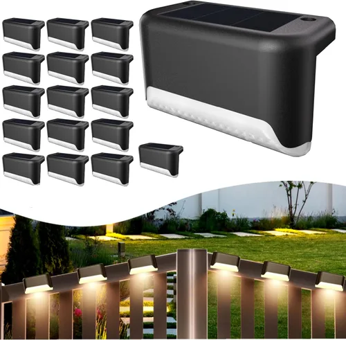 Vista 9 de BKBB PPBB - Luces solares para exteriores, 4 luces solares para escalones, luces solares LED impermeables para escaleras al aire libre, escalón