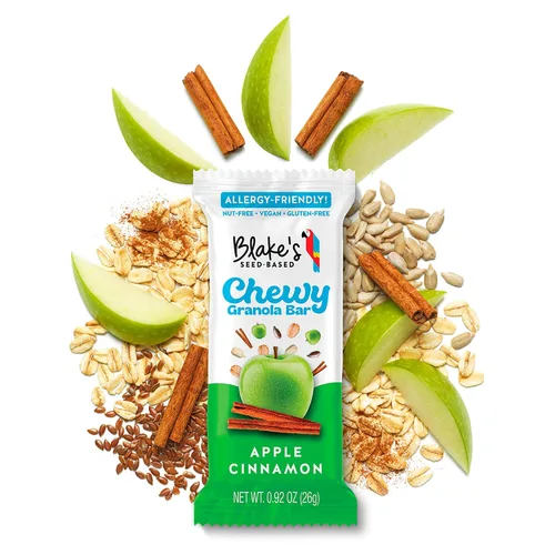 Vista 7 de Blake's Seed Based Barras de granola masticables — Manzana y canela (5 unidades), veganas, sin gluten, sin nueces y sin lácteos, aperitivos